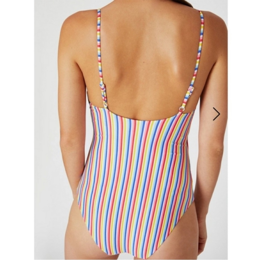 ONIA Lila One Piece Swimsuit Multicolored Rainbow Striped O-Ring Small/Medium - Picture 3 of 14